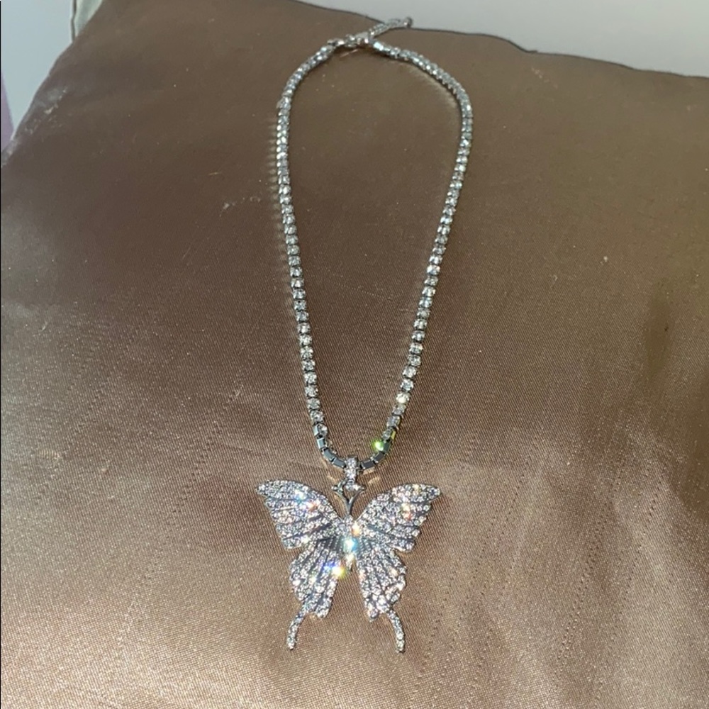 COPY - Silver butterfly rhinestone necklace chain